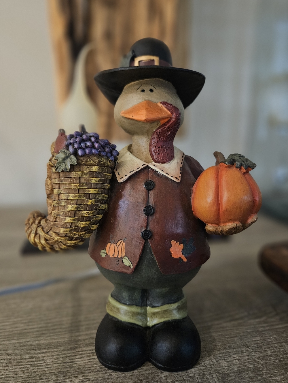 Thanksgiving Resin Electric Plug In Pilgrim Pumpkin Turkey Fall Night light